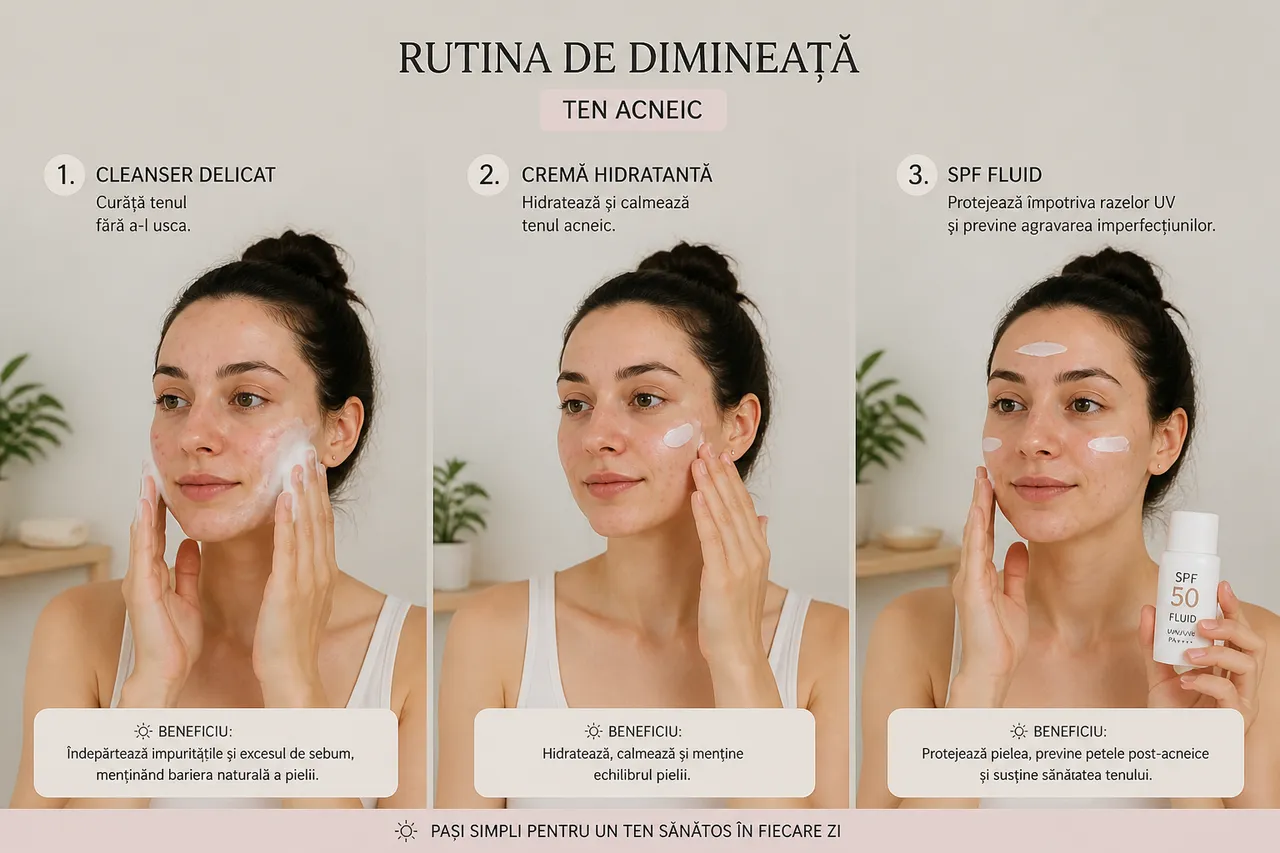 aplicarea corectă a cremei solare pe ten acneic
