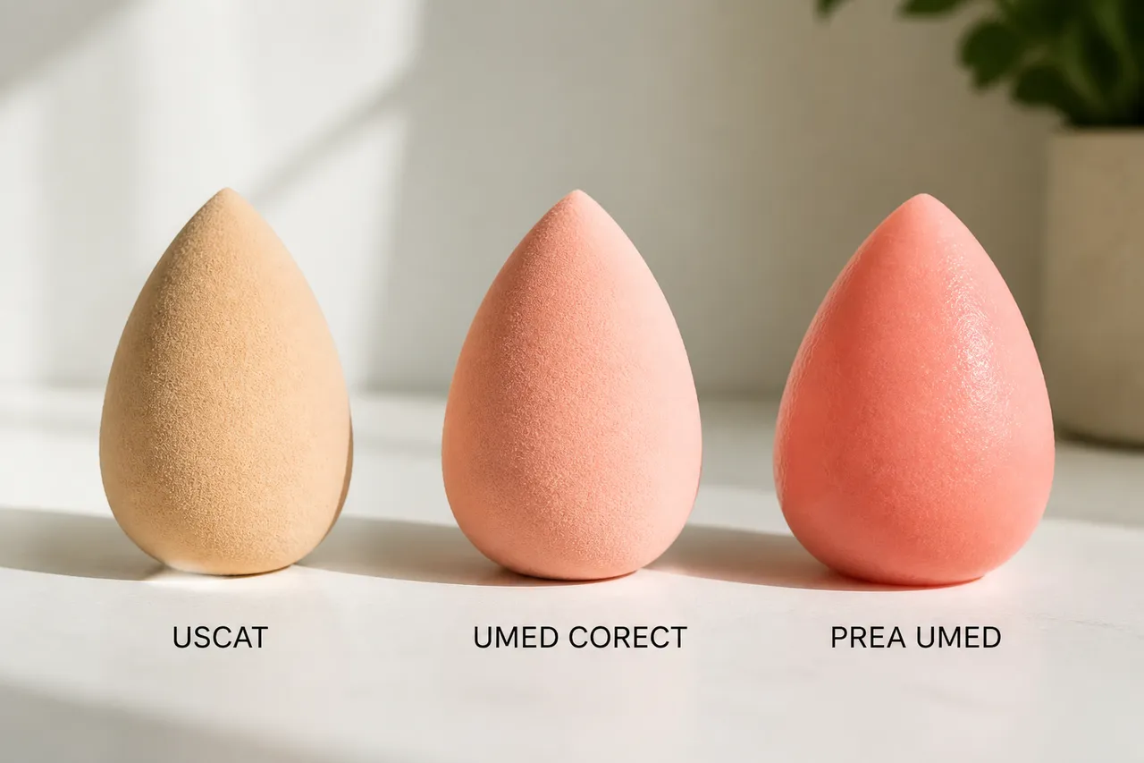 comparație beauty blender uscat umed corect aplicare fond de ten