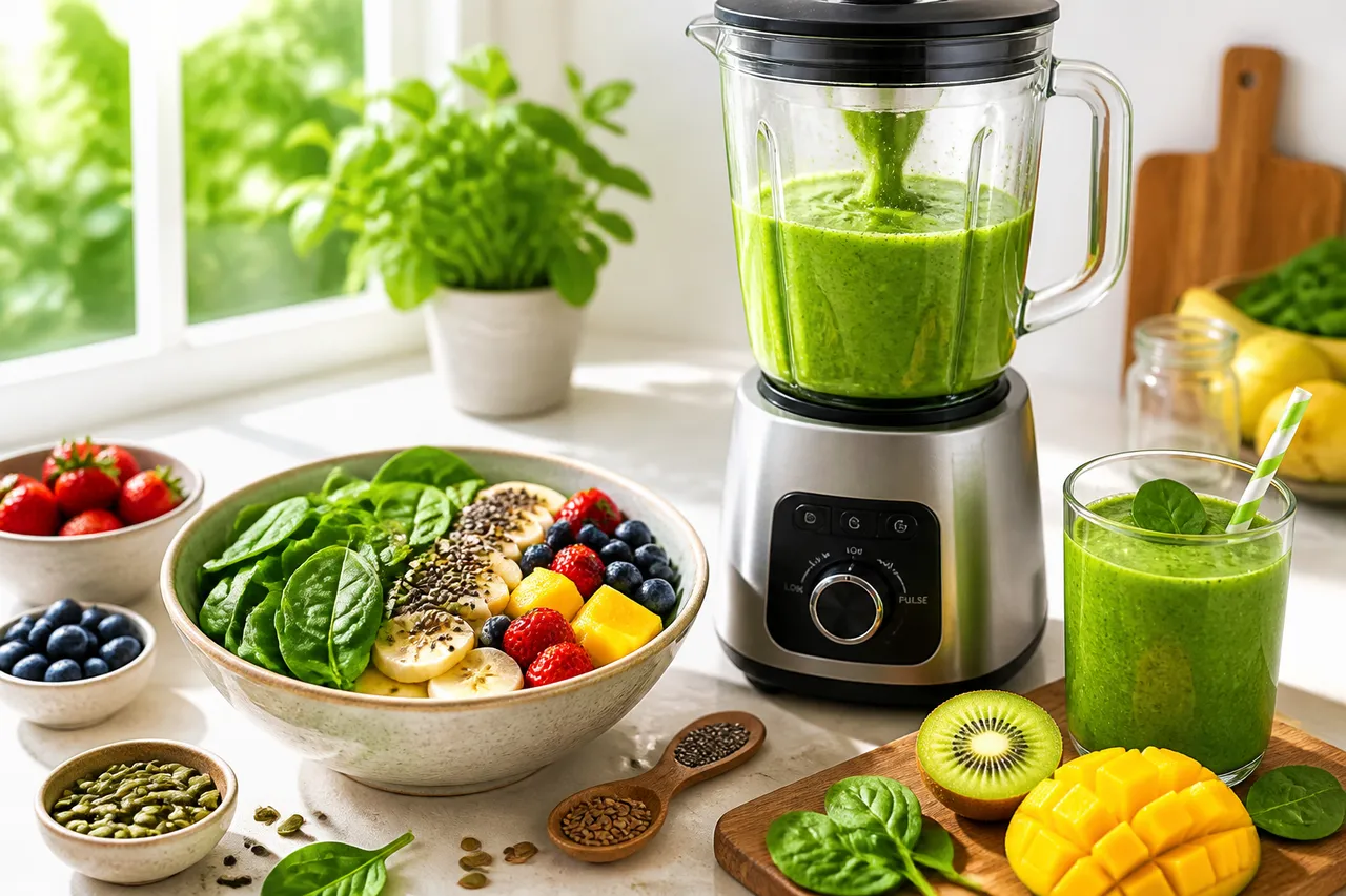 smoothie cu spanac crud pentru un mic dejun sănătos