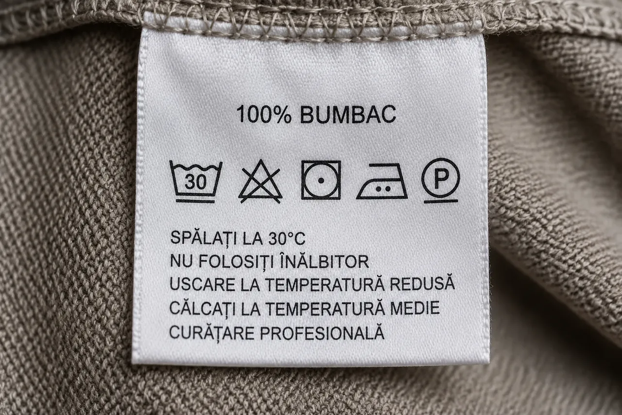 eticheta de întreținere a hainelor și simbolurile de uscare