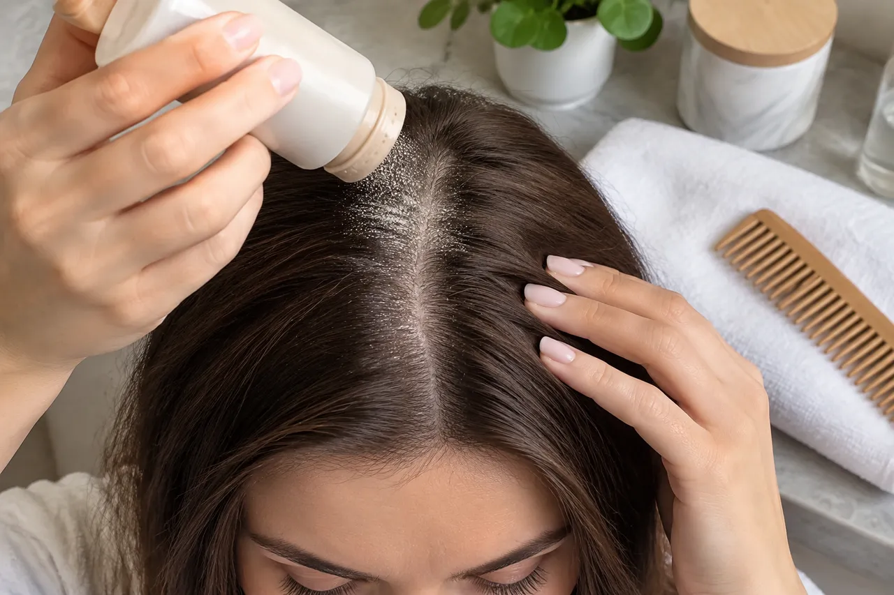 scalp încărcat după folosirea șamponului uscat